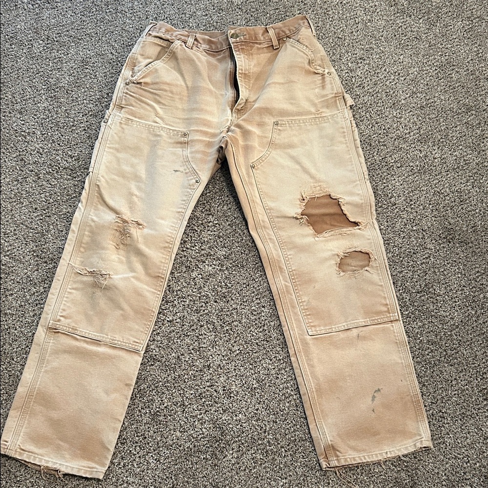 Distressed Tan Cargo Pants
